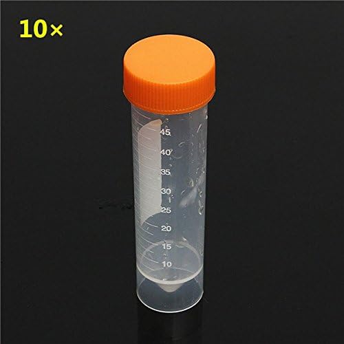 10pcs 50ml Plastic Centrifuge Test Tube Empty Bottles Self Standing Screw Caps