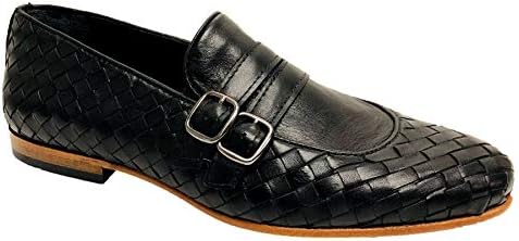 Mens Real Leather Woven Shoes Italian Smart Casual Loafers Slip On Buckle Business Size 7-11