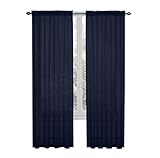 GoodGram 2 Pack: Ultra Luxurious High Thread Rod Pocket Sheer Voile Window Curtains Assorted Colors (Navy)