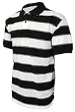 Enimay Men's Striped Polo Collared Casual Short Sleeve Dress Shirt 9948 Black White XX-Large