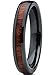Womens Black Ceramic Dome Wedding Band Ring with Real Koa Wood Inlay 4mm, Comfort Fit
