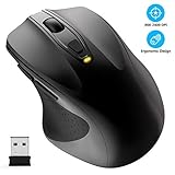 Wireless Mouse, WISFOX 2.4G Full Size Computer Mouse Wireless Ergonomic Mouse 6 Buttons Laptop Mouse USB Mouse with Nano Receiver 5-Level DPI Adjustable Cordless Wireless Mice for Windows(Black)