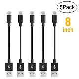 Short iPhone Cable [5Pack 8 Inch/20CM] COCOFU Nylon Braided Phone USB Cable Sturdy Super Fast Cord for Phone X Xs 8 7 6 6s, Pad, Pod and Pad 4th Gen Other Devices - Black