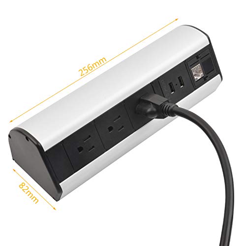 BTU Desk Clamp Power Strip, Removable Desktop Clamp Mount Outlet, 3