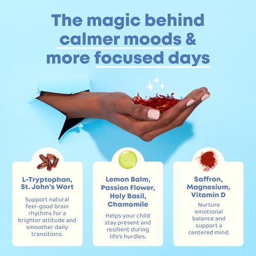 JoySpring Mood Magic for Kids – Natural Mood Support Pixie Sticks Candy with Saffron Extract, Magnesium Citrate & Vitamin D3 | Sugar-Free Powder Drink or Candy | 25 Servings | 4+ Years