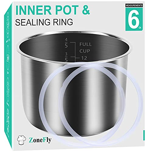 Inner Pot for Instant Pot Qt, with 2-Pack 100% Silicone Sealing