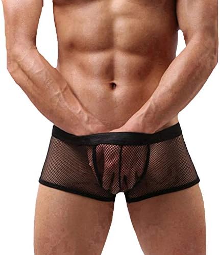 Tenchif Sexy Mens Underwear Mesh See Through Transparent Boxers Shorts Briefs