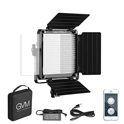 GVM 480 LED Videolicht mit Stativ, Dimmbare 2300K-6800K Zweifarbig LED Videobeleuchtung mit APP Steuerung, SLED Fotografie Dauerlicht für Studiolicht für Studio YouTube Video Studioset, Videolampe