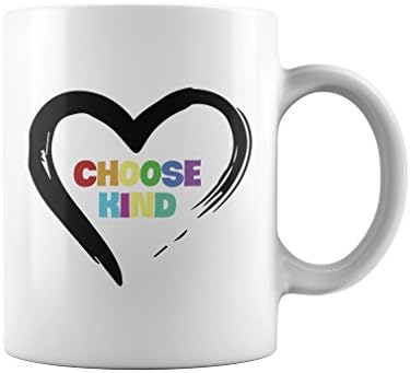 Choose Kind Anti-bullying Heart Rainbow Mug, Anti-Bullying Coffee Mugs, White 11Oz