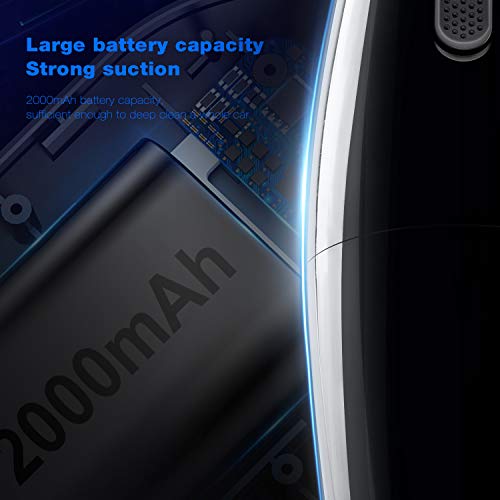 Cordless Handheld Vacuums Car Vacuum Cleaner High Power Portable Vacuum Cleaner Best Gift for Men for Car with Reusable 2 Pcs Steel HEPA Filter Wet and Dry Use Low Noise Black