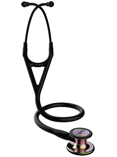 3M Littmann 6165 Cardiology IV Stethoscope, Rainbow-Finish Chestpiece, Black Tube, Stem and Headset, 27"