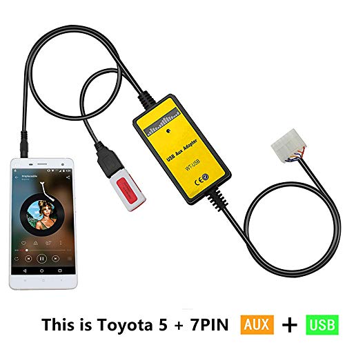 REFURBISHHOUSE 5+7Pin USB AUX Mp3 Player Adapter Car Digital Music Cd Changer Adapter for Toyota (5+7) Pin Camry Corolla Lexus RAV4 Yaris - Thumbnail 2
