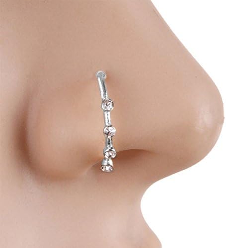 MUANI Crystal Rhinestone Fake Hoop Nose Ring Punk Nose Clip Nostril Hoop Nose Hoop Piercing Body Ring
