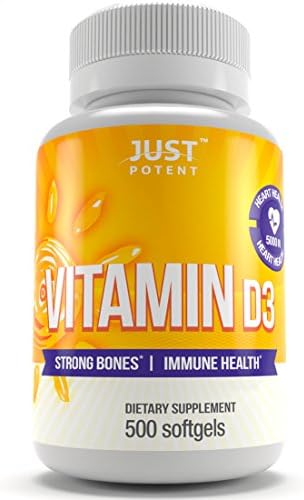 Vitamin D3 Supplement by Just Potent | 500 Softgels | 5000 IU | Strong Bones and Immune Health | Gluten Free