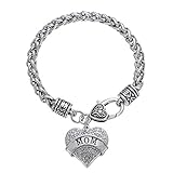 Fusicase Bling Crystal Silver Hearts Metal Family Member Bracelets