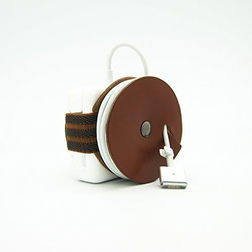 PowerPlay leather cable organizer for 45W MacBook power adapter (Mahogany/Stripes)