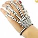 Silver Cool Punk Rock Skeleton Skull Hand Bone Ring Bracelet