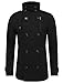 Tom's Ware Mens Stylish Fashion Classic Wool Double Breasted Pea Coat TWCC06-08-BLACK-US XXL