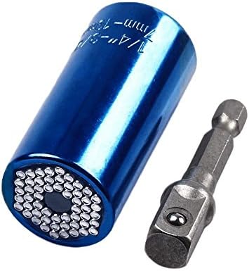Sokam 2Pcs 7mm to 19mm Ratchet Universal Sockets Multi-Function Ratchet Wrench Power Drill Adapter Set - Professional Repair Tools (Blue)
