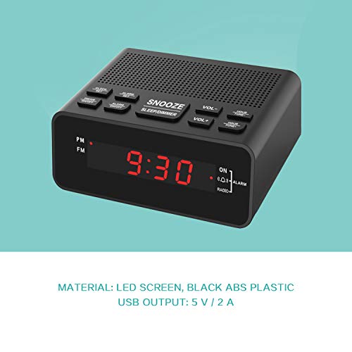 Clock Radio, Digital FM Bedside Alarm Clock Radio with USB Charger Port for Bedroom Guestroom or Livingroom