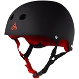 Triple Eight Sweatsaver Liner Skateboarding Helmet, Black Rubber w/ Red, Large
