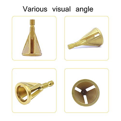 Deburring External Chamfer Tool HSS for Drill Bit, Remove Burr Repairs Tools Remove Burr Drill Bit, Metal External Chamfer Hexagon Shank Deburring Tool (1 Pack)