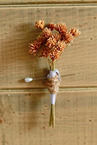 Silk Boutonniere -Dried Sunbursts in Beige