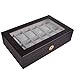 Elegant Ebony Wood Watch Display Case Box with Lock and Key for 12 Watches