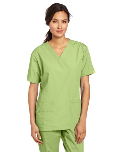 WonderWink Women's Scrubs Bravo 5 Pocket V-Neck Top, Green Apple, 4X-Large
