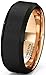 Duke Collections Mens Wedding Band Two Tone 8mm Black Tungsten Ring Brushed Beveled Edge Inside Rose Gold Comfort Fit