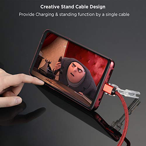 Type C Charging Cable with Phone Stand, Lecone 1m/3ft Nylon Braided USB C 2.0 Fast Charging & Data Transfer Cord for Samsung Galaxy Note 9 S10 S10 Plus S10e S9+, Nintendo Switch,USB C Device[2 Pack] - Thumbnail 2