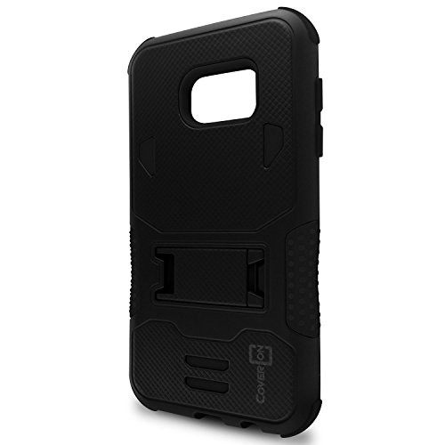 Samsung Galaxy S7 Case, CoverON [DuraShield Series] Drop Proof Armor Phone Cover Grip + Bumper + Stand Hybrid Case For Galaxy S7 - Black - Thumbnail 4