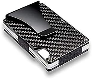 Carbon Fiber Credit Card Holder with Metal Money Clip -NFC RFID Blocking Slim Metal Wallet Purse for Men & Women (Black)