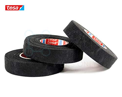 Boxiti 5 pcs Pack of Black Fuzzy Fleece Interior Wire Loom Harness Tape - PET Fleece Tape for Flexibility and Noise Damping (19mm x 15m) - fits to Mercedes Benz Audi VW Tesa 51608