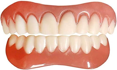 Upper and Lower Instant Smile Teeth Dentures 2 Pcs Quick Temporary Tooth Cosmetic Teeth Perfect Smile Veneers, Quickly Repair Your Teeth, Drink and Eat Freely