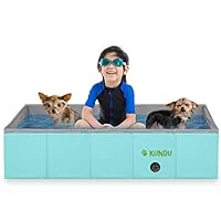 Kundu Rectangular (37" x 24" x 10") Heavy Duty PVC Pets & Kids Outdoor Pool/Bathing Tub - Portable & Foldable - Medium