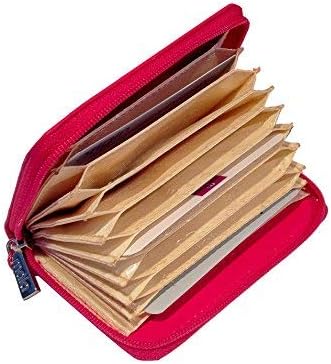 Mala Leather - RFID Ladies Quality Real Leather Credit Card Case Purse - Concertina case with 10 slots (Pink)