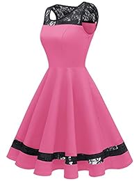 Gardenwed Vestido de cóctel de encaje floral sin mangas, estilo vintage de los años 50, para mujer