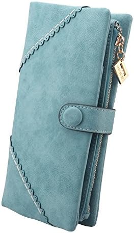 Benry Women Fashion Long Leather Wallet Button Clutch Purse Lady Card Holder Handbag Bag (LightBlue)