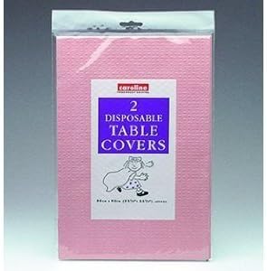 2 DISPOSABLE PAPER TABLE COVERS PER PACK SIZE 90CM x 90CM (PALE pink X 1 PACK)