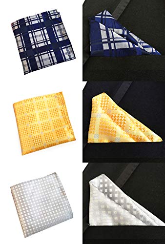 MENDENG Mens 10 Pack Assorted Cotton Polka Dots Pocket Square Handkerchief Hanky