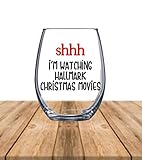 Shh Im Watching Hallmark Christmas Movies Wine Glass