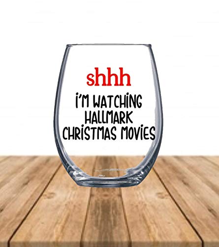 Shh Im Watching Hallmark Christmas Movies Wine Glass