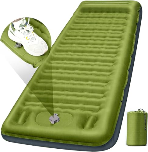 FNARMW Camping-Isomatte, extra dick, 12,7 cm, Campingmatte mit Kissen, integrierte Fußpumpe, aufblasbare Isomatten, kompakt für Camping, Rucksackreise