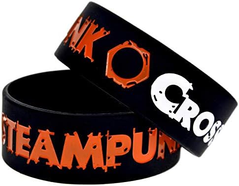 DuDuDu Silicone Bracelets with Sayings 'Crossfit Steampunk' Rubber Wristbands for Men Encouragement Set of 10 Pieces Birthday Gift