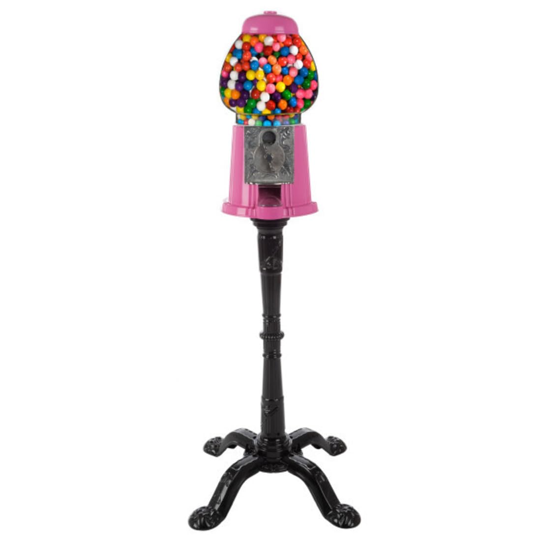 Photo 1 of (MAJOR USAGE) 15” Gumball Machine with Stand and Coin Bank - Bubble Gum Machine Candy Dispenser with Glass Globe and Metal Base - Vintage Style Gum Ball Vending Dispenser by Great Northern Popcorn (Pink)