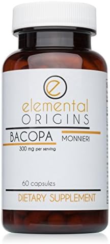 Bacopa Monnieri Leaf Extract 300mg - Himalaya Brahmi Proven to Improve Memory, Mental Alertness, Cognitive Health, Relaxation, Sleep and Reduce Anxiety. Includes 60 Vegetable Capsules Per Bottle.