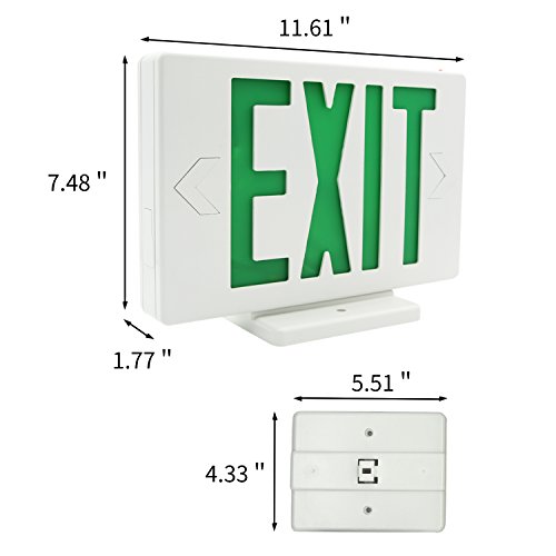 Ainfox 6 Pack LED Exit Sign Emergency Wall Light, Back -up Letter Cover (green/6pack) - Thumbnail 2