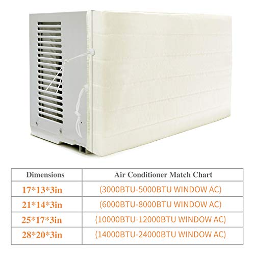 GISSVOGEEK Indoor Air Conditioner Cover for Window Units, Window AC Unit Cover for Inside, Double Insulation with Drawstring, Medium Beige 25 x 17 x 3 inches (L x H x D)