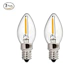 KINGSTAR LED Filament C7 0.6W Night Light Bulb, Equivalent To 10W Incandescent, Warm White 2700K 75 Lumens, E12 Candelabra Base, 360° Beam Angle, UL Listed 2-Pack